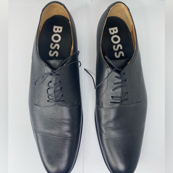 Boss Nordstrom Black Leather Derby Dress Lace Up Tie Luxury Designer Shoes